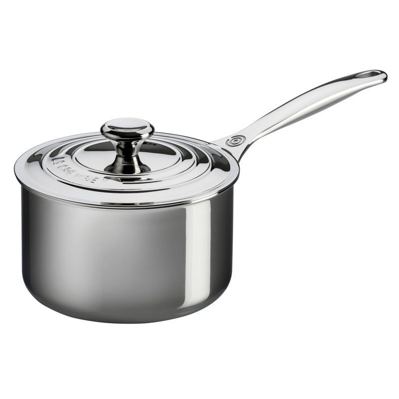 Le Creuset Stainless Steel Saucepan with Lid, 2 qt.
