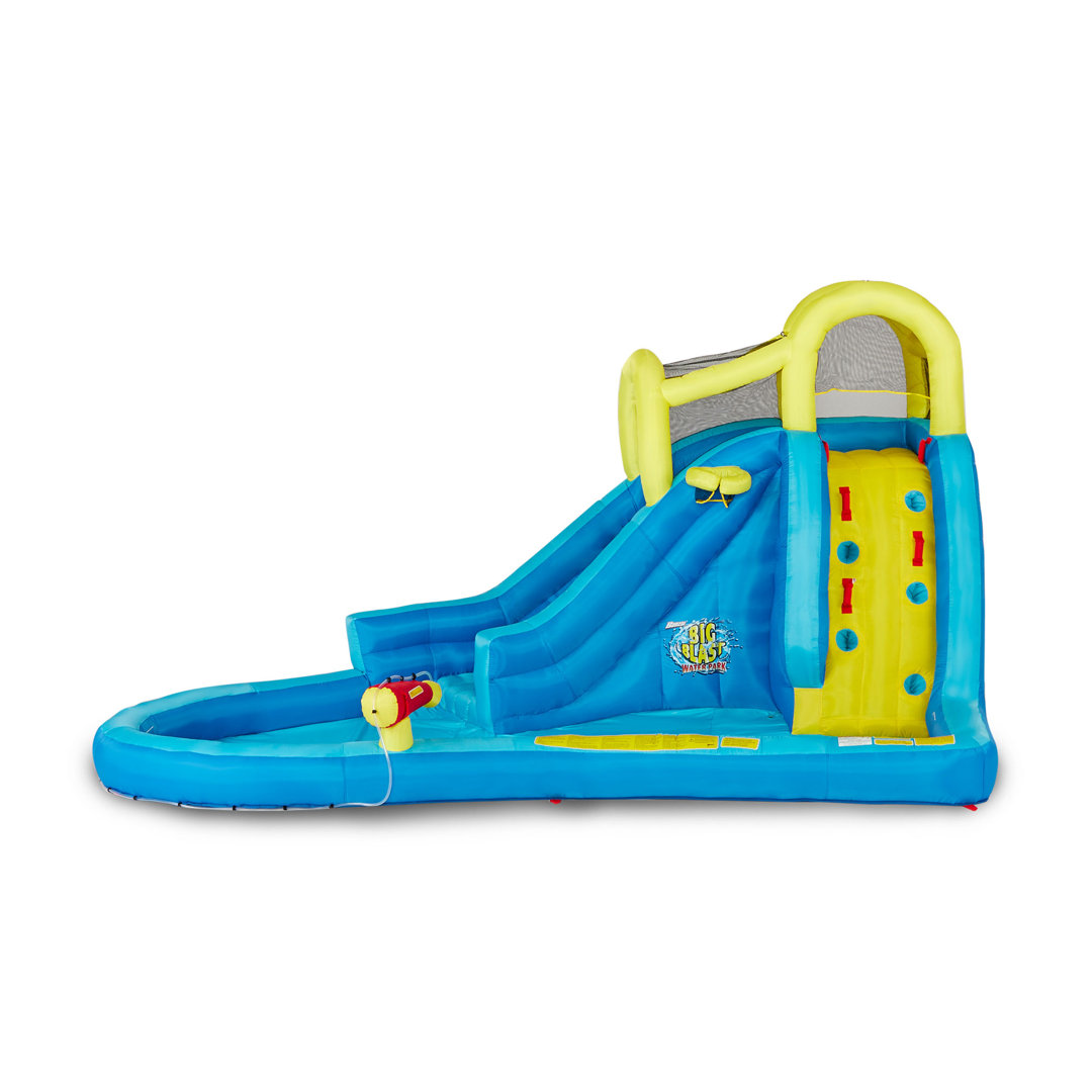 Banzai Big Blast Inflatable Water Park w/ Climbing Wall, Ball Game & Splash Pool Banzai
