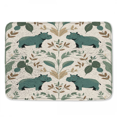 Hippo Leaf Motif Bath Mat