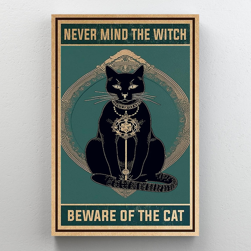 Jadarrius " Jadarrius Black Cat Beware Of The Cat ", 36" H x 24" W x 1.25" D