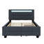 Lit plateforme tapissier simple en tissu avec cadre d'éclairage DEL et 2 tiroirs-1957380203