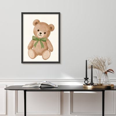 Mignon bébé ours, art mural encadré - aquarelle