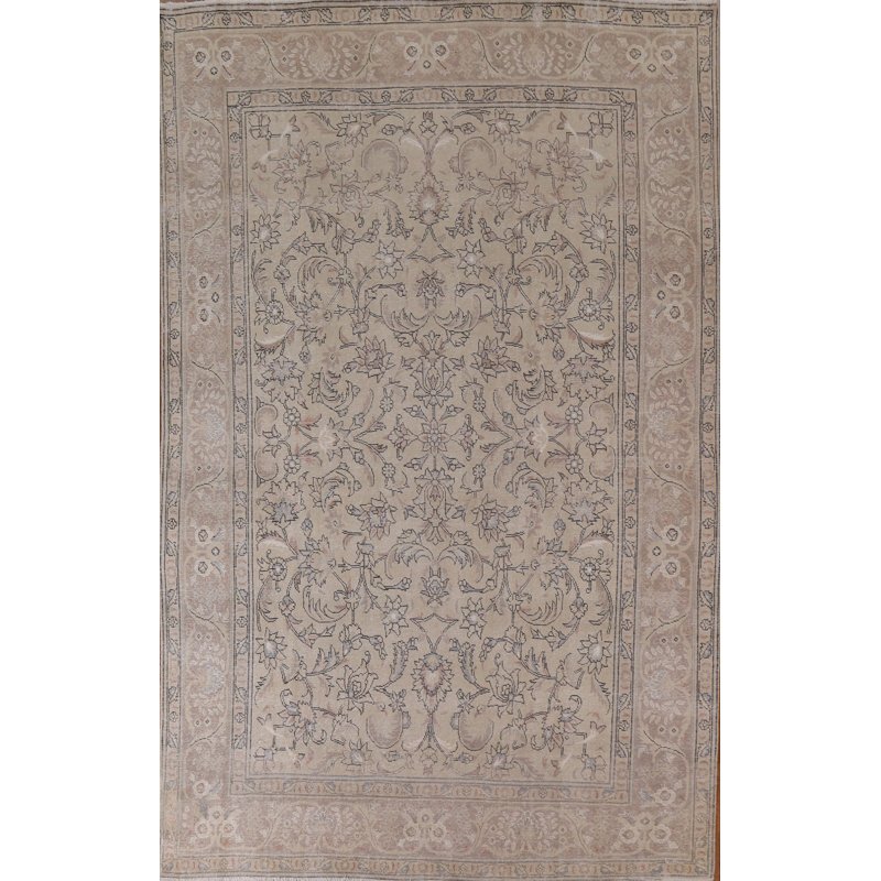 One-of-a-Kind 8'4'' x 11'6'' 1960s Rectangle Wool Area Rug in Beige and Blue