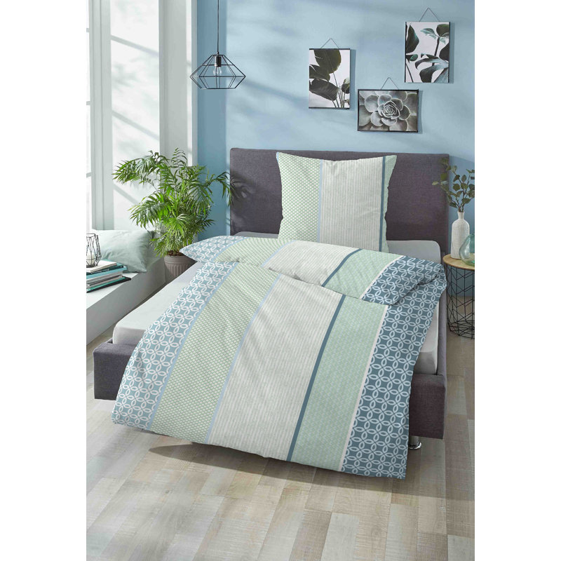 Cotton Striped Duvet Cover Set with Pillow Shams Included