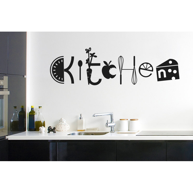 Assorted Kitchen Sign Wall Sticker, Medium, Black