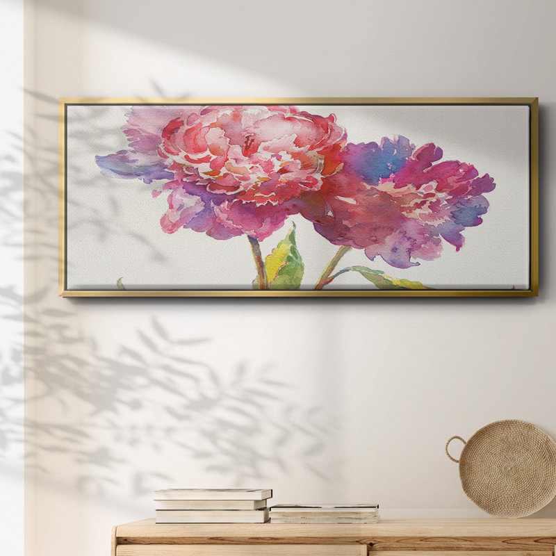 Prise pivoines I - toile encadrée, H 8 po x l 20 po