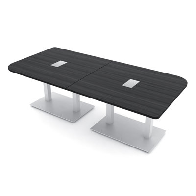 Duo Shaped Conference Table with Double Metal Post Base | Electrical Unit