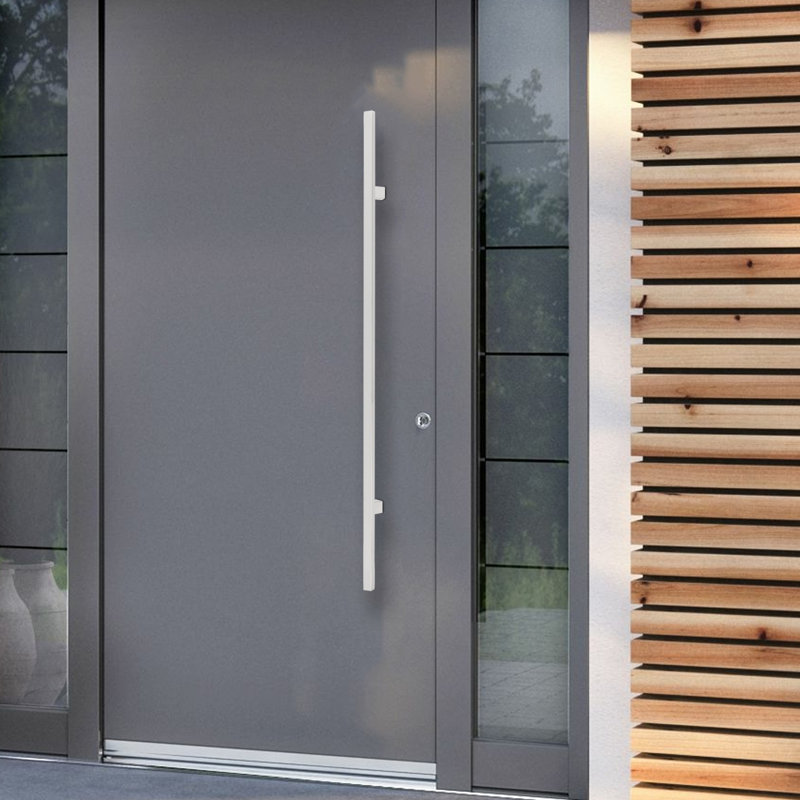 Poignée de porte à double face à tirer, poignée de porte en forme de H (1,57 (l)), 47.24", Chrome poli