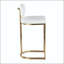 Tabouret de bar à hauteur fixe - structure en métal doré avec similicuir blanc (ensemble de 2)