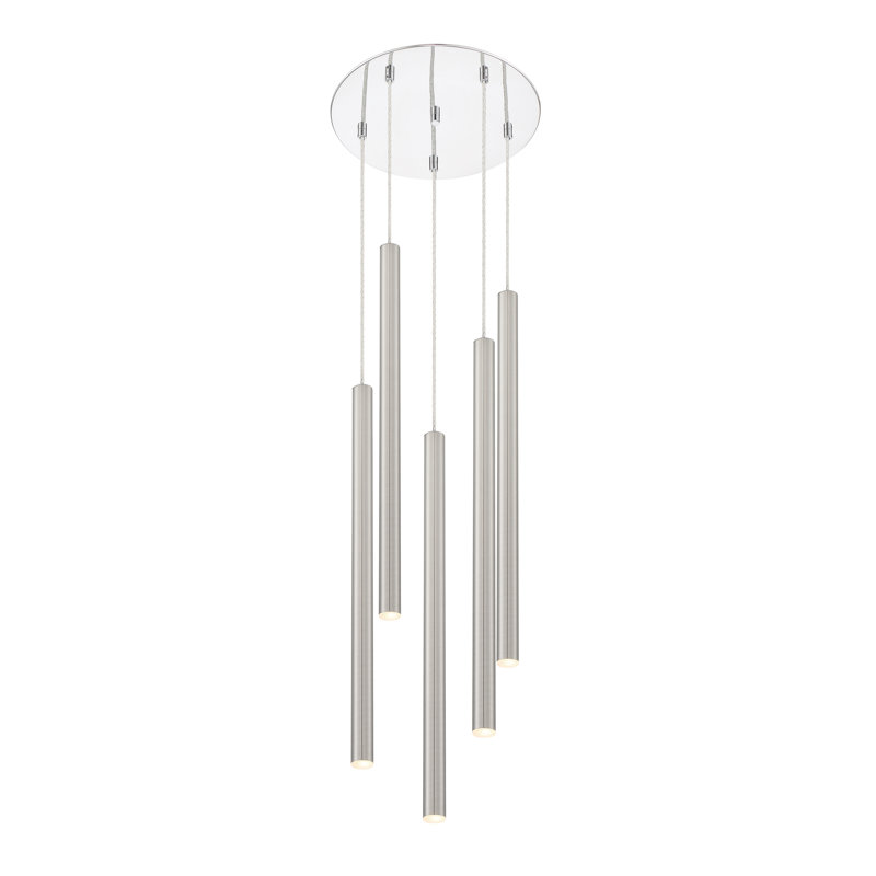 Bowning 5 - Light LED Cluster Pendant, Stain Nickel