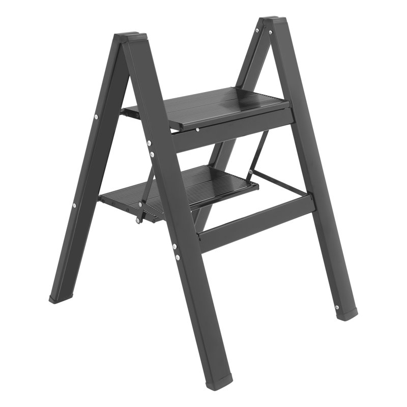 Échelle pliable en aluminium à 2 marches, escabeau robuste de 300 kg et tablette multifonctions