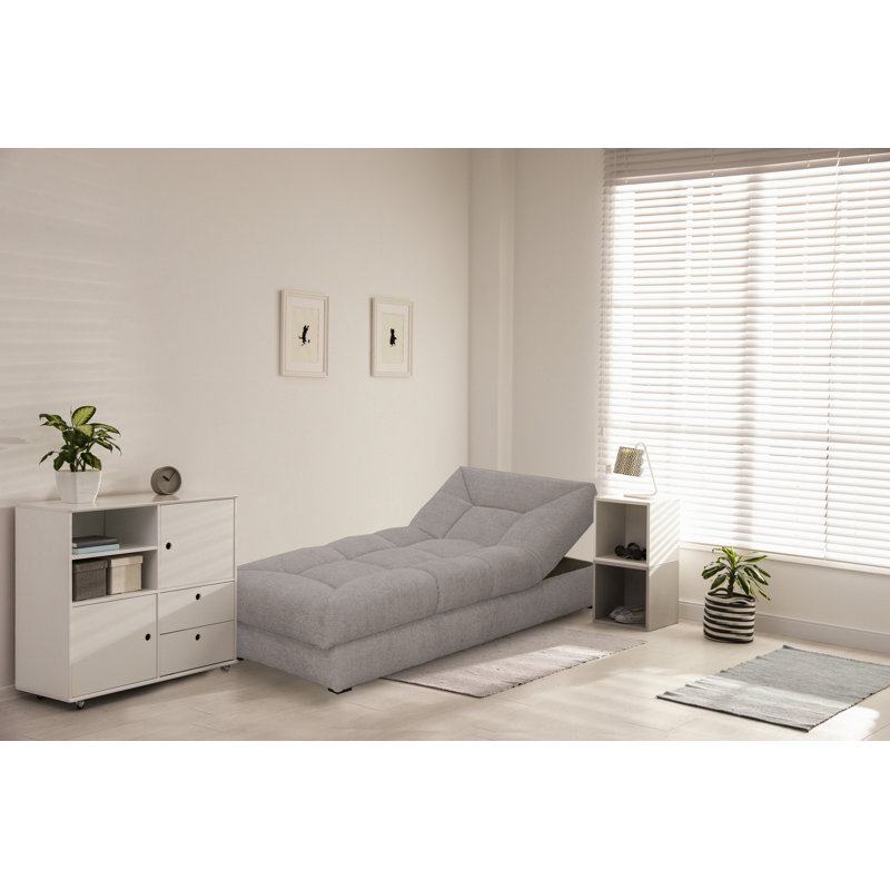 Upholstered Chaise Lounge, Light Brown