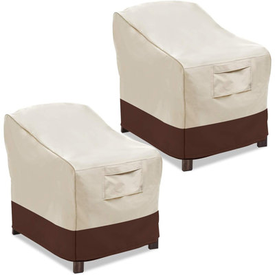 Outdoor Patio Chair Covers, Heavy-duty Waterproof Deep Seat Lounge Covers, 2-pack, Beige & Brown