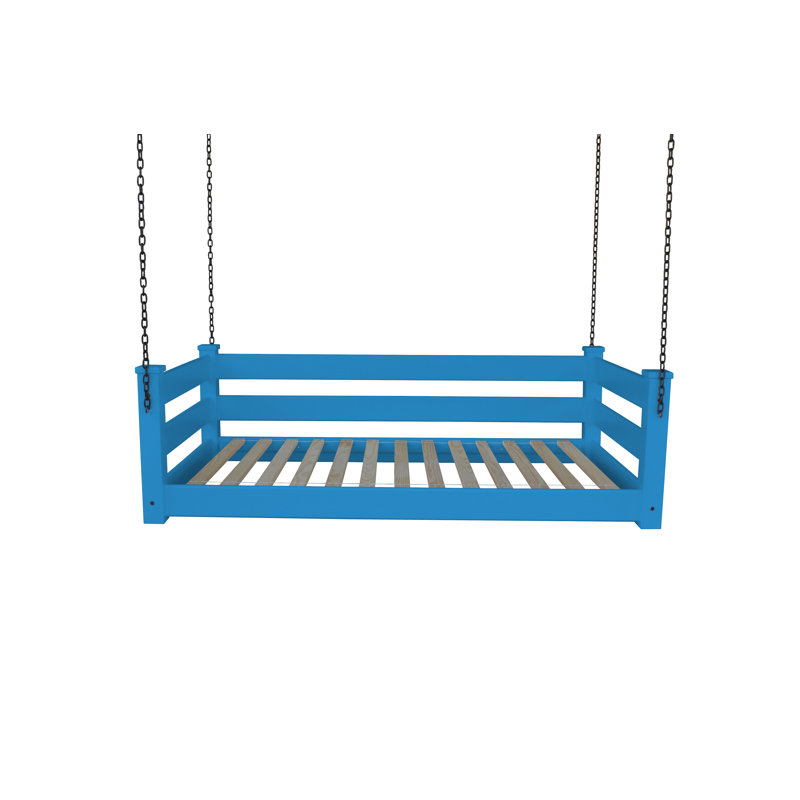 Lit de jour suspendu en bois massif Adrow, Simple, Bleu Cara¨ïbes