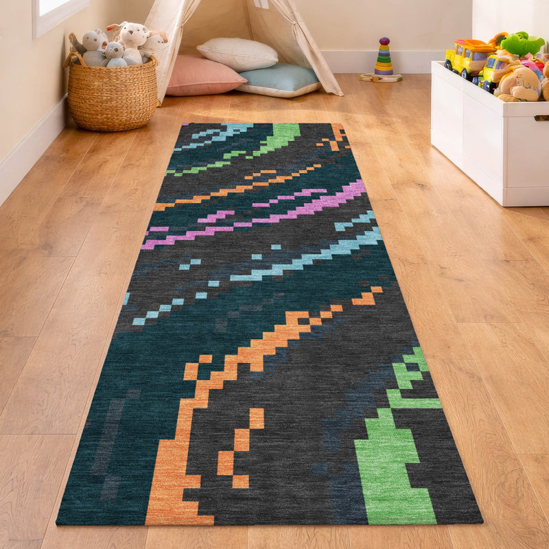 Machine Washable Indoor/Outdoor Chantille ACN2828 Kids Rug, Graphite, 2'3" x 7'6" Runner