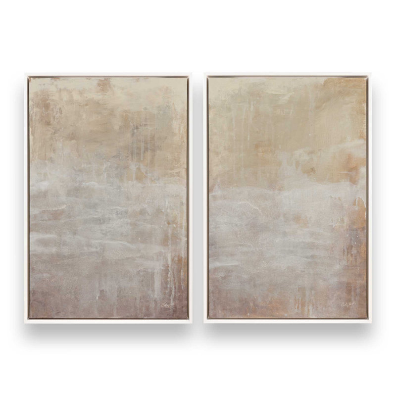 «Calm Cream Clouds», ensemble de 2 imprimés, 18 po x 12 po, Toile avec cadre, Blanc opaque
