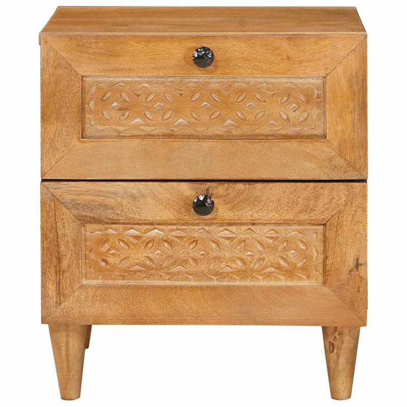 40cm W Solid Wood Bedside Table, Light Brown