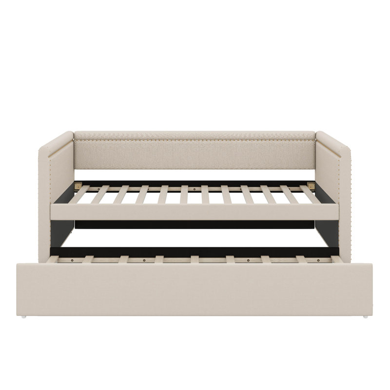 Lit de jour simple rembourré Elegant, Beige