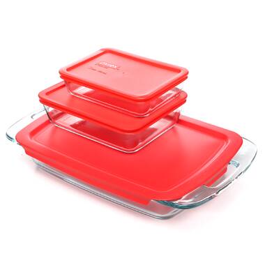 Pyrex 7-Piece Carry Out Bundle with Glass Dishes, Lids, & Hot