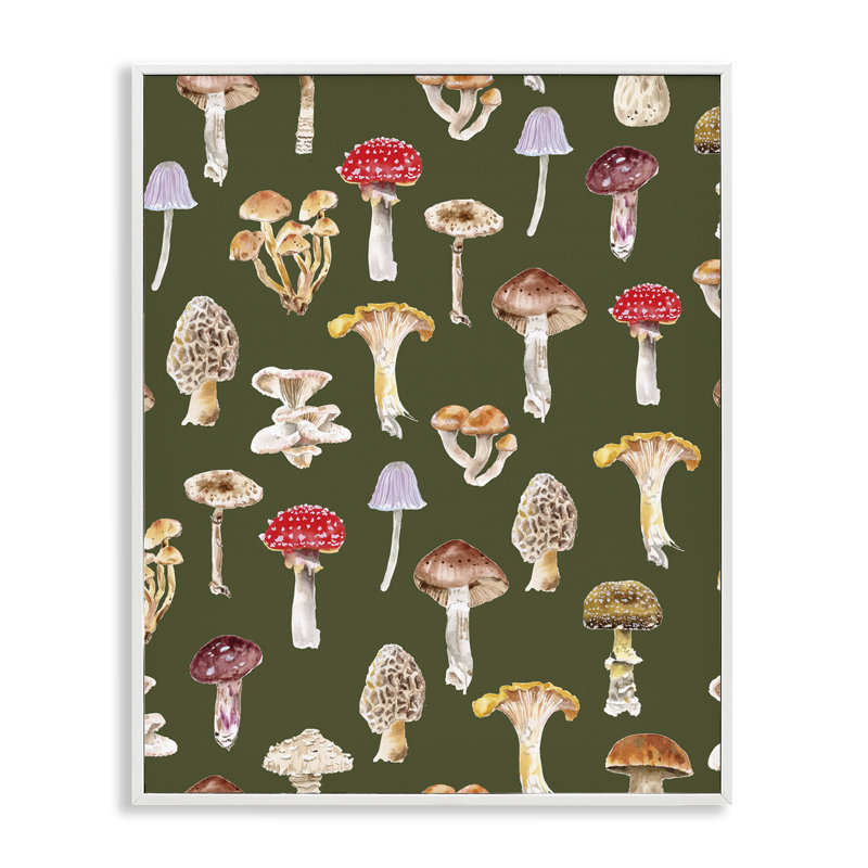 Champignon répétitif, estampe numérique par Two If By Sea Studios, Giclée encadrée blanc bord de mer, H 20 po x l 16 po