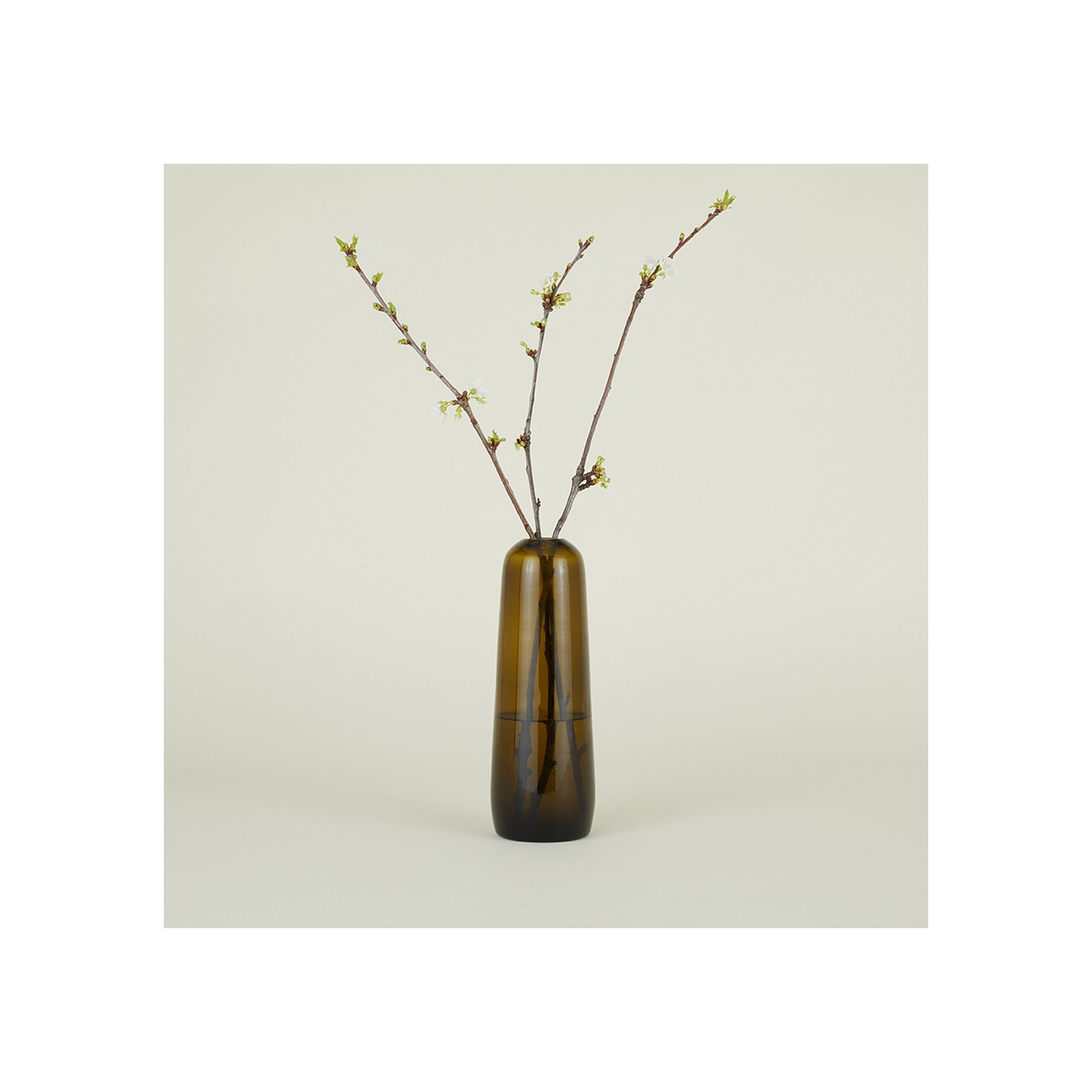 Aurora Handmade Glass Table Vase, 11.5" H x 4" W x 4" D, Olive
