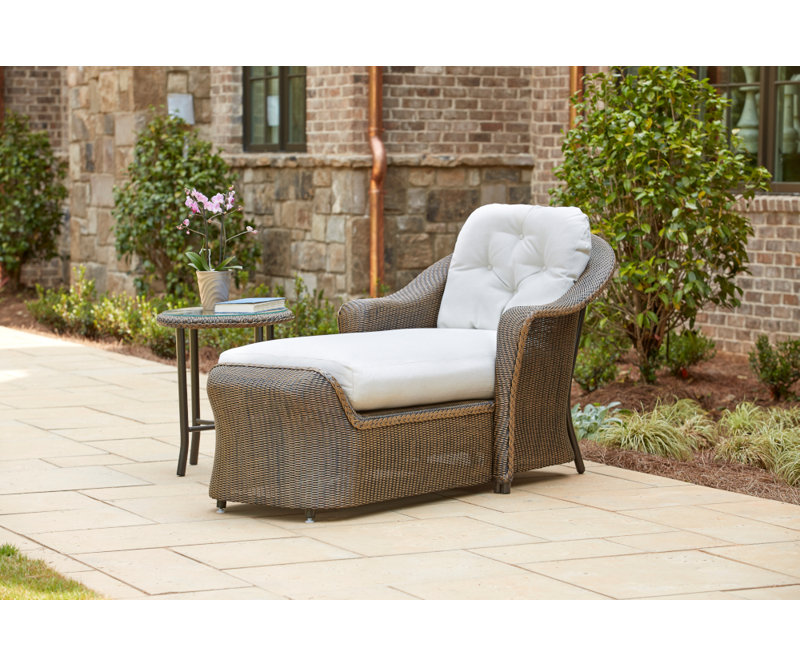 Reflections Outdoor Chaise Lounge, White, Beach Navy