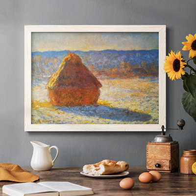 «Haystacks In Snow» par Monet, reproduction encadrée sur toile par J Paul