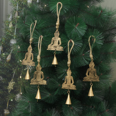 Ensemble d'ornements en fer à mémoire de Bouddha fait à la main NOVICA (ensemble de 5)