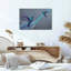 Art mural bleu sarcelle et mauve avec tourbillons abstraits et toile-1055130110