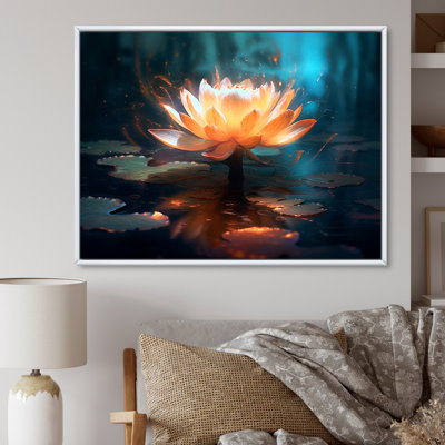 Cinématique lotus blanc dans un étang mystique - reproduction sur toile