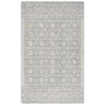 Marentic Hand Tufted Wool/Cotton Geometric Rug in Gray
