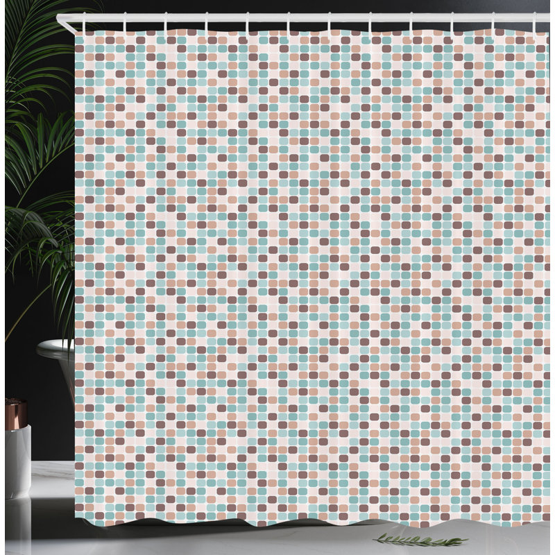 East Urban Home Abstract Shower Curtain Rounded Squares, 70"H x 69"W