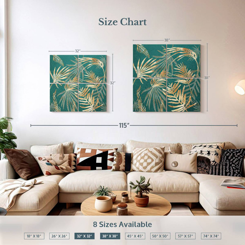 Harnek Glam Leaves Teal V
