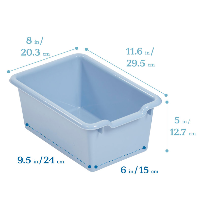 ECR4Kids Scoop Front Plastic Storage Bins, Multipurpose Organization, 20-Piece, Powder Blue