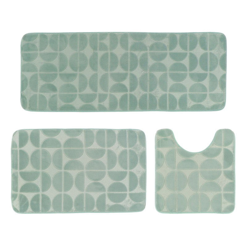 Ensemble de tapis de salle de bain en mousse viscoélastique 3 pièces Demi-Lune, Vert sauge