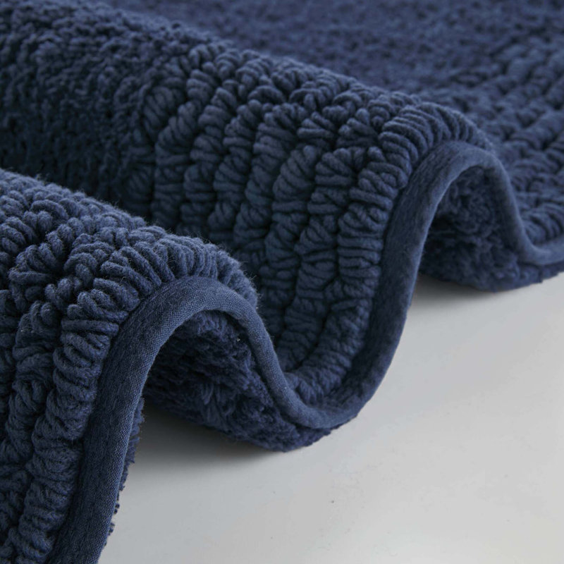 1 tapis de bain réversible 100% coton touffeté 3000 g / m², Marine, L 44 po x l 24 po