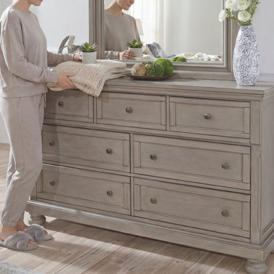 Commode double 7 tiroirs avec miroir Austinburg