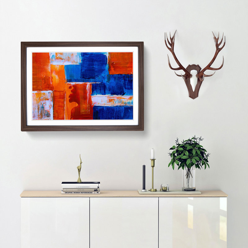 Abstract Art Painting Vol.368 by S.Johnson - Picture Frame Painting Print, 27cm H x 36cm W x 2cm D, Walnut Framed