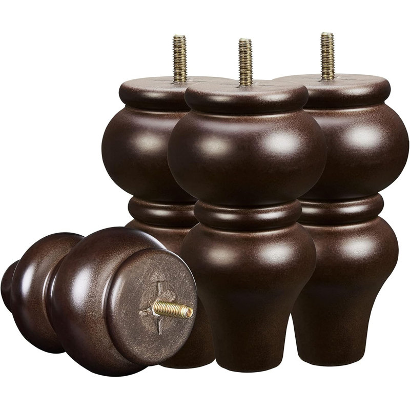 Ensemble de 4 pieds de remplacement pour canapé en bois massif de style Mid-Century pour chaises, commodes, armoires et tables basses