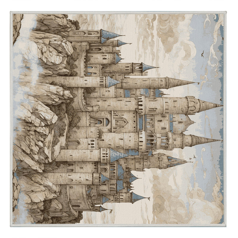 Azure Turrets Rug, Square 5'