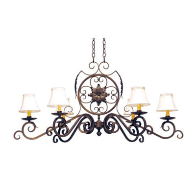 Lustre classique / traditionnel à 6 lumières avec abat-jour