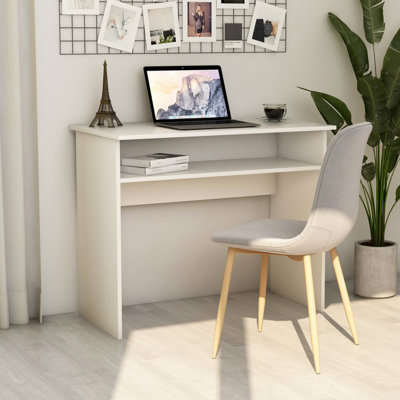 Desk Computer Desk Standing Office Desk with Shelf Engineered Wood by Latitude Run