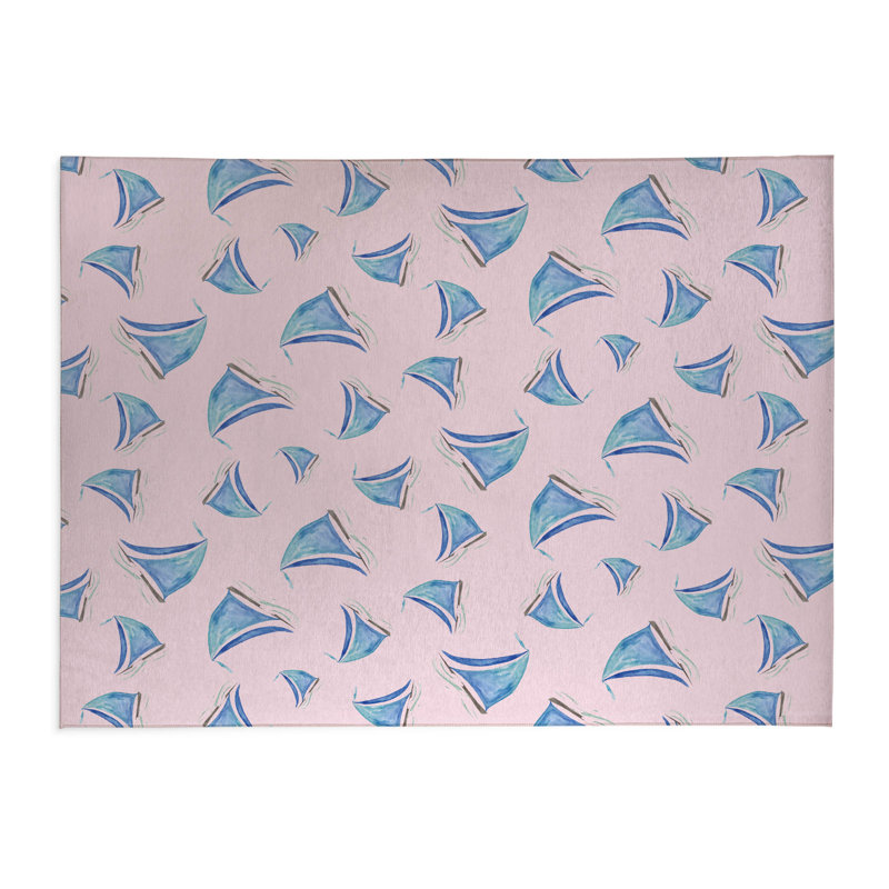 Tapis de cuisine antidérapant Summer, Rectangle 5 pi x 7 pi, Rose