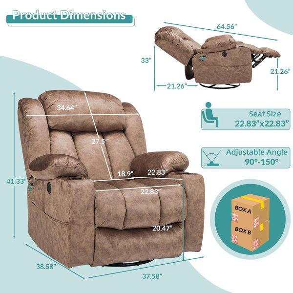 Reclining Massage Gaming Chair with Footrest, 351 LB Big Tall