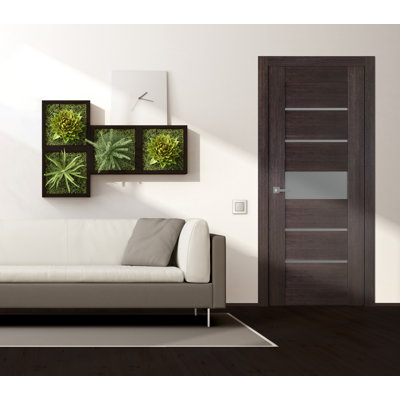 Avon 07-06 36 In. X 84 In. Right-Hand 5-Lite Frosted Glass Solid Core Pecan Nutwood Composite Single Prehung Interior Door