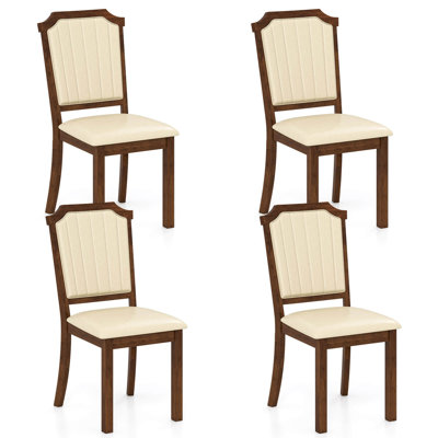 Dining Chair Set Of 4 Upholstered Kitchen Chair With Pu Leather & Rubber Wood Frame by Lark Manor