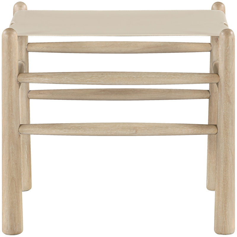 Banc rembourré en cuir naturel végétalien Santos, Teint naturel, Cuir végétalien beige