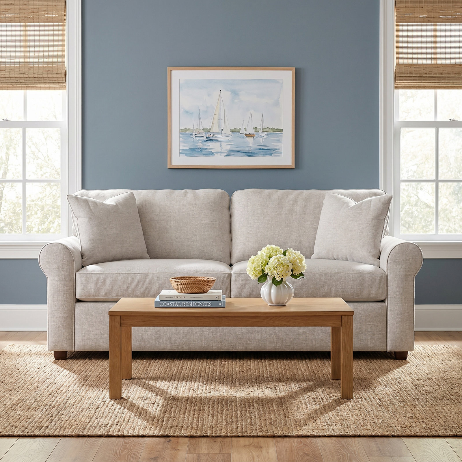 Warrington 82'' Upholstered Sofa, Drusky Ivory Sustain® Basketweave