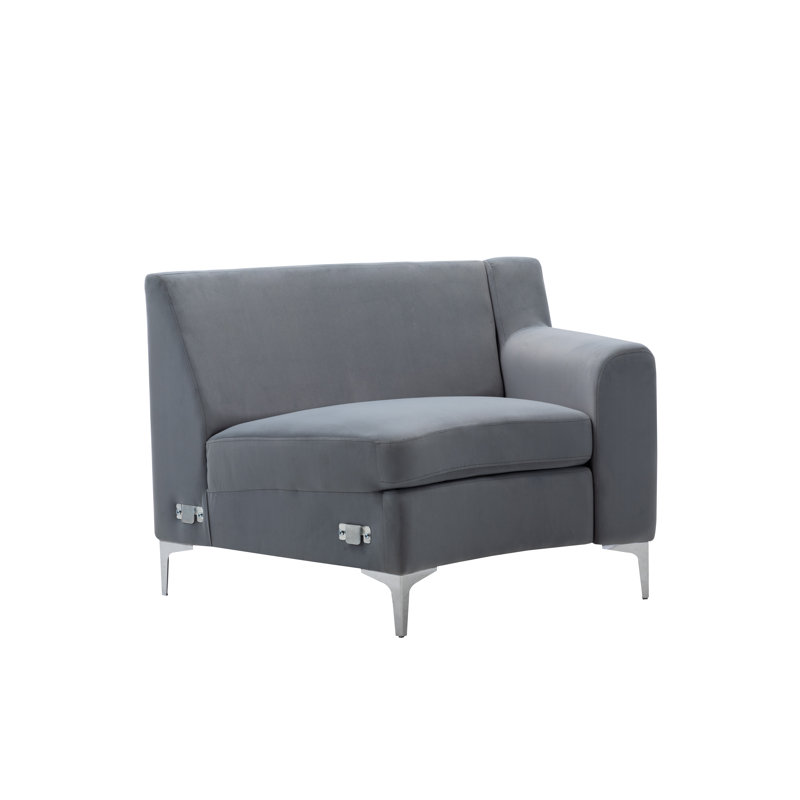 136" Wide Velvet Symmetrical Modular Corner Sectional, Grey Velvet