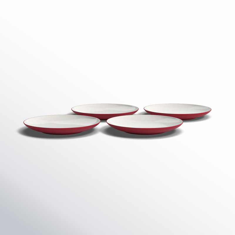 Raspberry Ceramic Coupe Salad Plates, Set of 4
